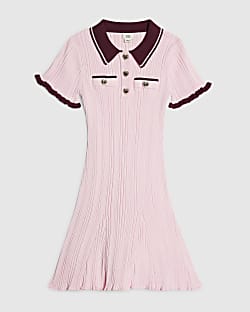 Girls Pink Knitted Flippy Dress