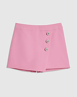Girls Pink Button Skort