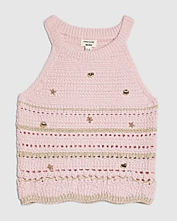 Mini Girls Pink Charm Crochet Top