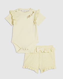 Baby Girls Yellow Little Lovely Bodysuit Set