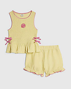 Mini Girls Yellow Seashell Top & Short Set