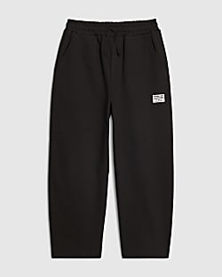 Boys Black Barrel Leg Joggers