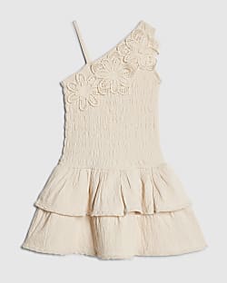 Mini Girls Cream Crochet Flower Dress