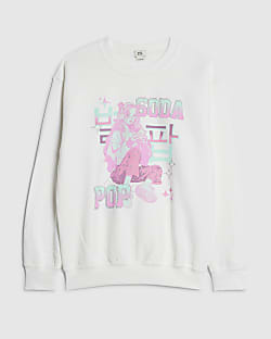 Girls White Soda Pop Girl Cropped Sweatshirt