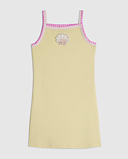 Girls Yellow Whipstitch Shell Fish Cami Dress