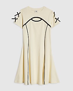 Girls Cream Cut Out Dress