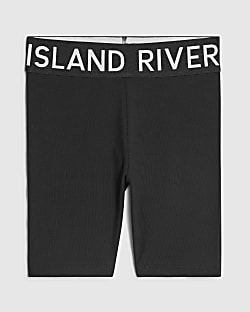 Mini Girls Black RI Waistband Cycle Shorts