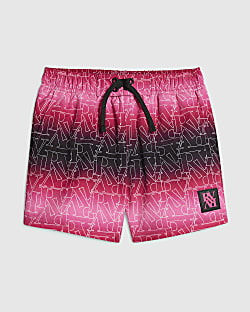 Mini Boys Pink Ombre Monogram Swim Shorts