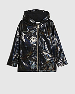 Girls Black Glitter Rainmac