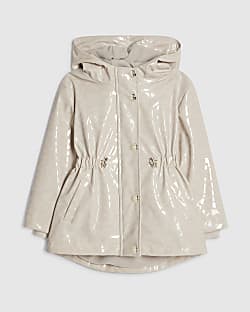 Mini Girls Cream Leopard Rainmac