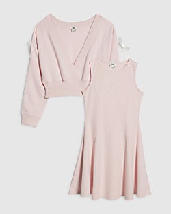 Girls Pink 2 in 1 Shrug Dress