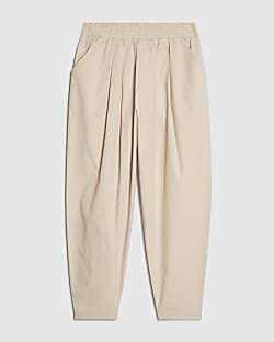 Girls Beige Balloon Trousers