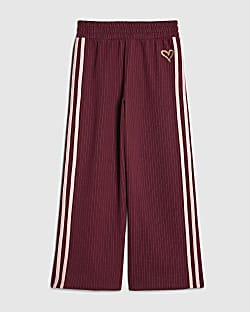 Girls Red Pinstripe Wide Leg Trousers
