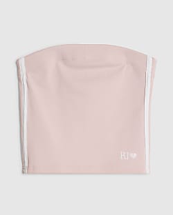 Girls Pink Side Stripe Bandeau Top