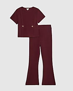 Girls Red Ponte T-Shirt Set