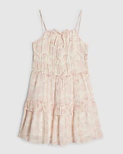 Girls Pink Shell Tiered Shimmer Dress
