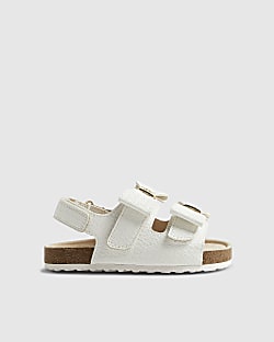 Mini Girls White Bow Footbed Sandals