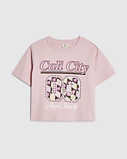 Girls Pink Cali City 09 Crop Top