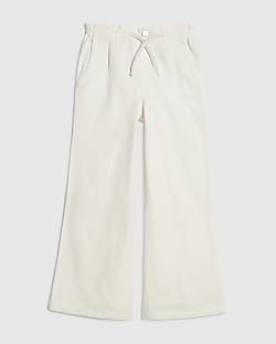 Girls White Wide Leg Jeans