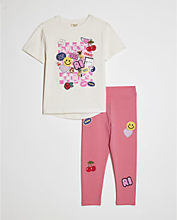 Mini Girls White Badge T-Shirt Set