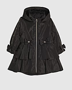 Mini Girls Black Frill Bow Rainmac