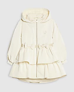 Girls Cream Frill Bow Rainmac