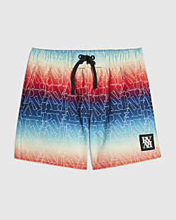Mini Boys Blue Ombre Monogram Swim Shorts