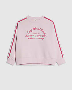 Girls Pink Graphic Side Stripe Sweatshirt