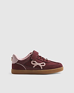 Girls Red Bow Trainers