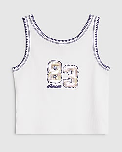 Girls White 83 Sequin Tank Top