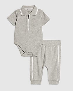 Baby Boys Grey Bodysuit Set