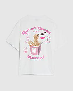 Girls White Ramen Queen T-Shirt