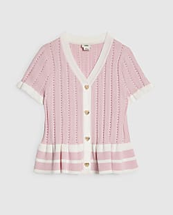 Girls Pink Stripe Peplum Top