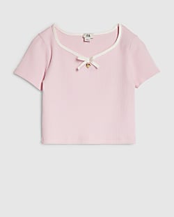 Girls Pink Bow Top