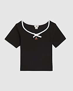 Girls Black Bow Top