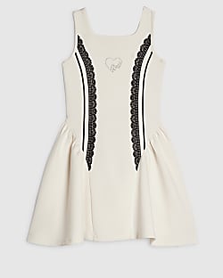 Girls Cream Premium Prom Lace Dress