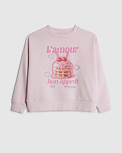 Girls Pink L'amour Paris Pancakes Sweatshirt