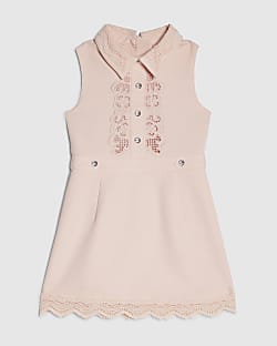 Mini Girls Pink Lace Collar Dress