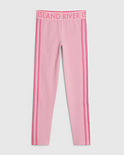 Girls Pink Side Stripe Leggings