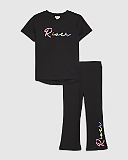Mini Girls Black River T-Shirt Set