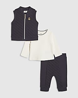 Baby Boys Navy Quilted Gilet Set