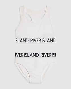 Girls White Crop Top and Brief Set