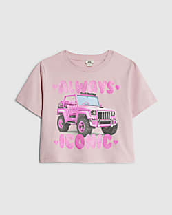 Girls Pink Always Iconic Car Crop Top