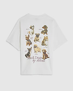 Girls White Small Dogs T-Shirt