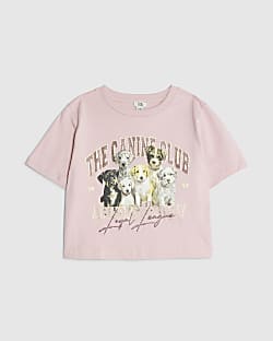 Girls Pink Canine Club Dog Crop Top