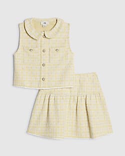 Girls Yellow Boucle Skirt Set