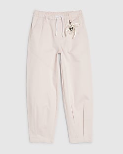 Girls Pink Twill Keyring Cargo Trousers