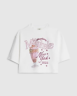 Girls White Milkshake Crop Top