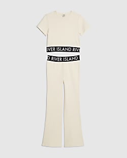 Girls Cream RI Waistband T-Shirt Set