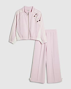 Girls Pink Pink Rosette Tracksuit Set